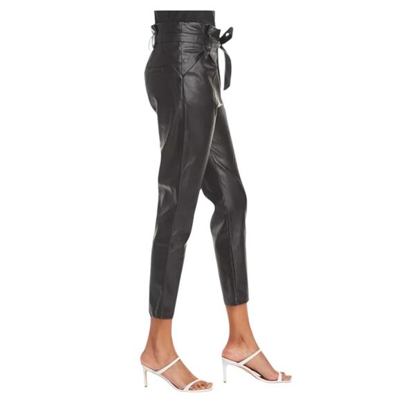 Lucy Paris Faux Leather Paperbag High Waist Ankle Pants Black NEW Large - Picture 5 of 9